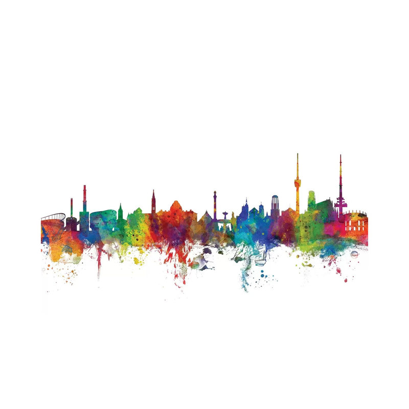 Stuttgart, Germany Skyline by Michael Tompsett - 1 Piece Wrapped Canvas Wall Art, 20.32 cm H x 30.48 cm W