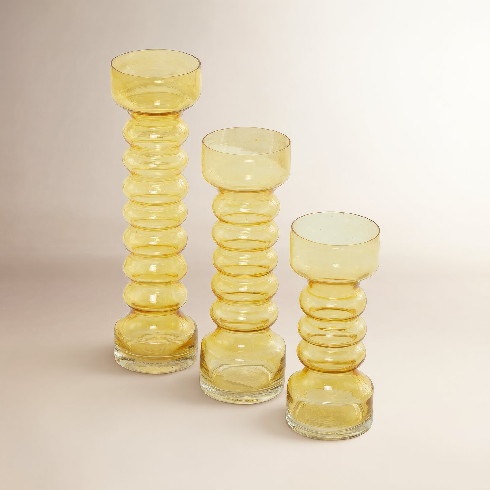 Starlet 3-Piece Glass Candlestick Set, Yellow