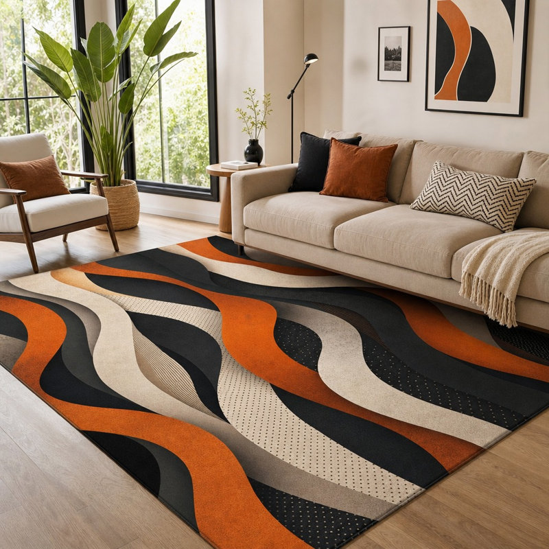 Tapis ondulé abstrait 1pcs, L 78,7 po x L 118,1 po x 1 pièce