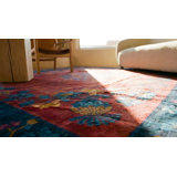 Antique Chinese Art Deco Allover Floral Coral 1920s Rug