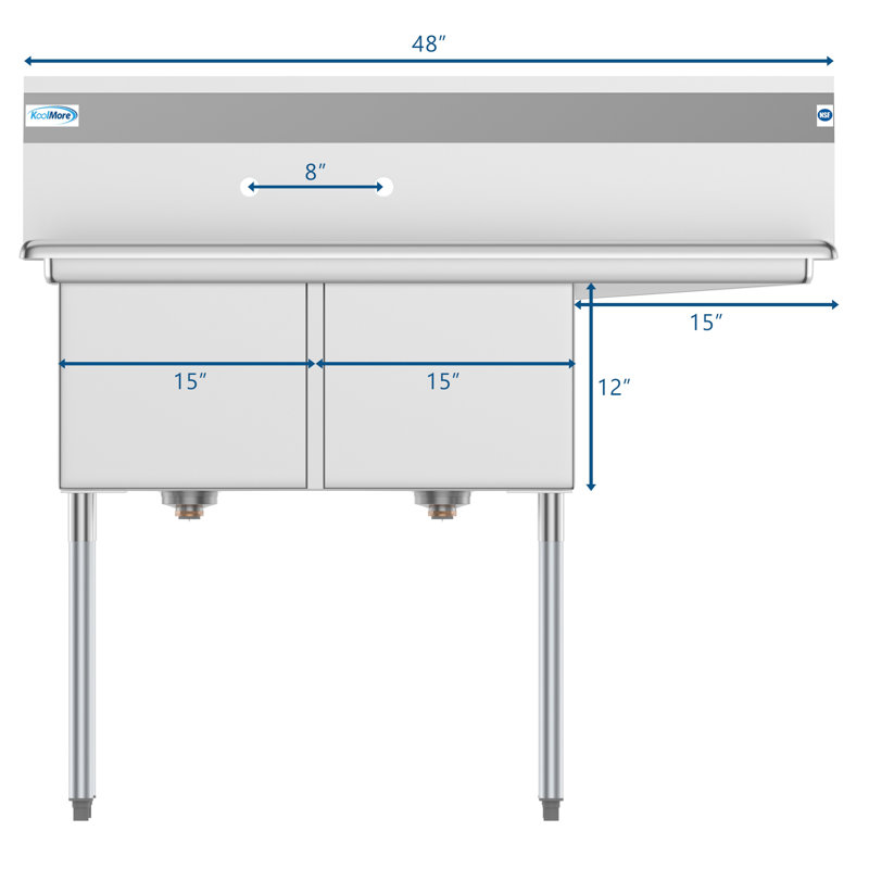 Évier de service autoportable 48 po x 21 po