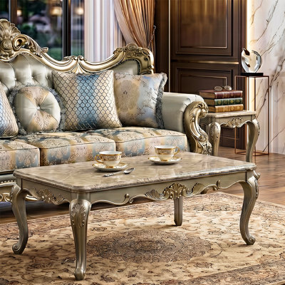 Table basse et table de bout traditionnelle Bellara au fini champagne doré