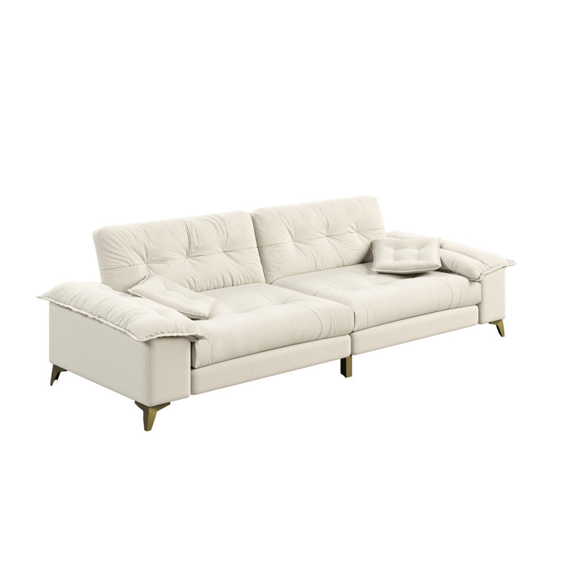 Canapé 104,7 po à 4 places avec accoudoirs larges amovibles 104,7 po, Beige / Blanc