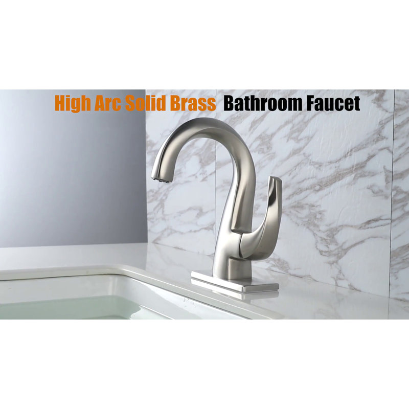 Gold Single Handle High Arc Bathroom Faucet with Drain Kit