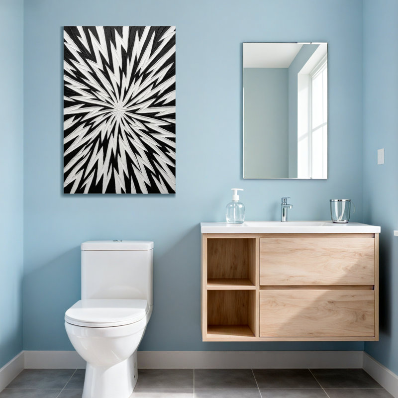 Motif étoilé rayonnant noir et blanc tendance, H 40 po x l 28 po