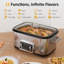 8 QT 12-in-1 Electric Slow Cooker & Multi-Cooker with Nonstick Pot and Glass Lid