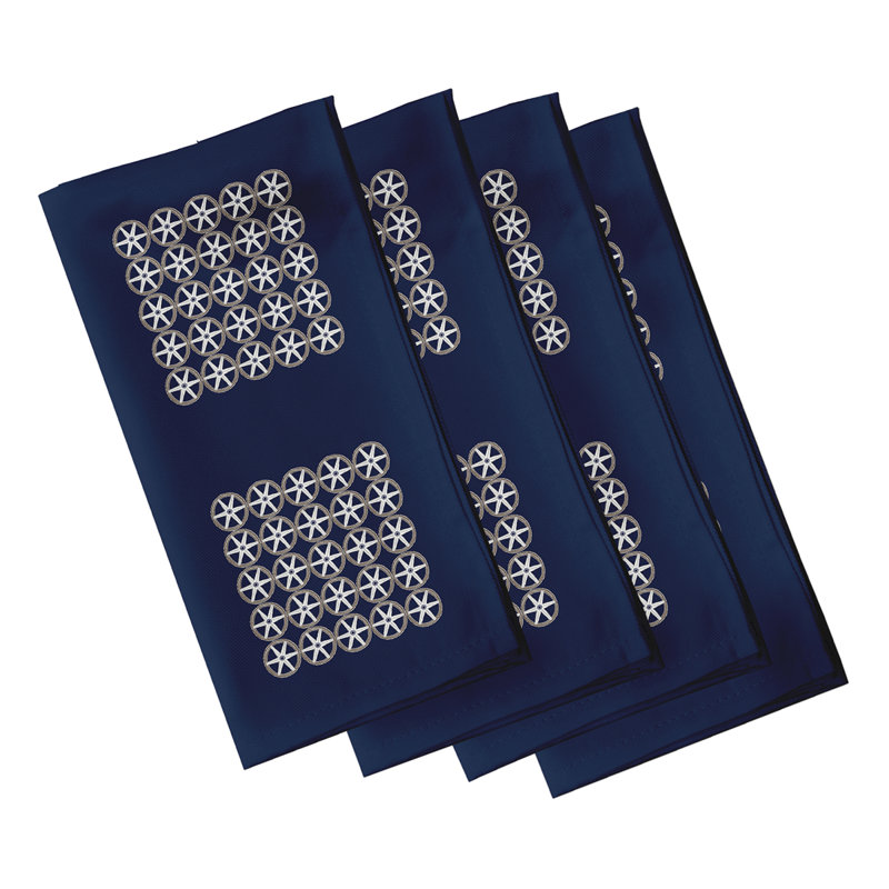 Kylasia Polyester Geometric Square Napkin, Navy