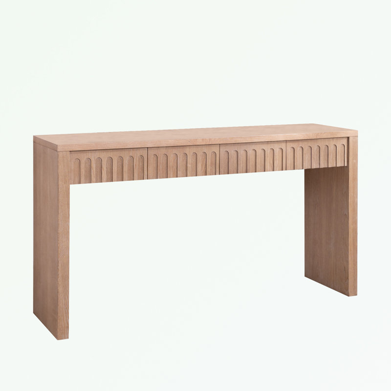 Console Table with 4 Drawers, Natural