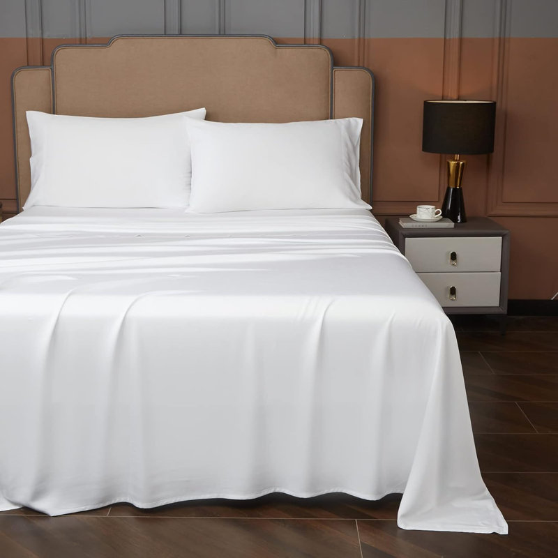 Draps 100% Tencel, ensemble de draps 18 po, Blanc, Très grand californien