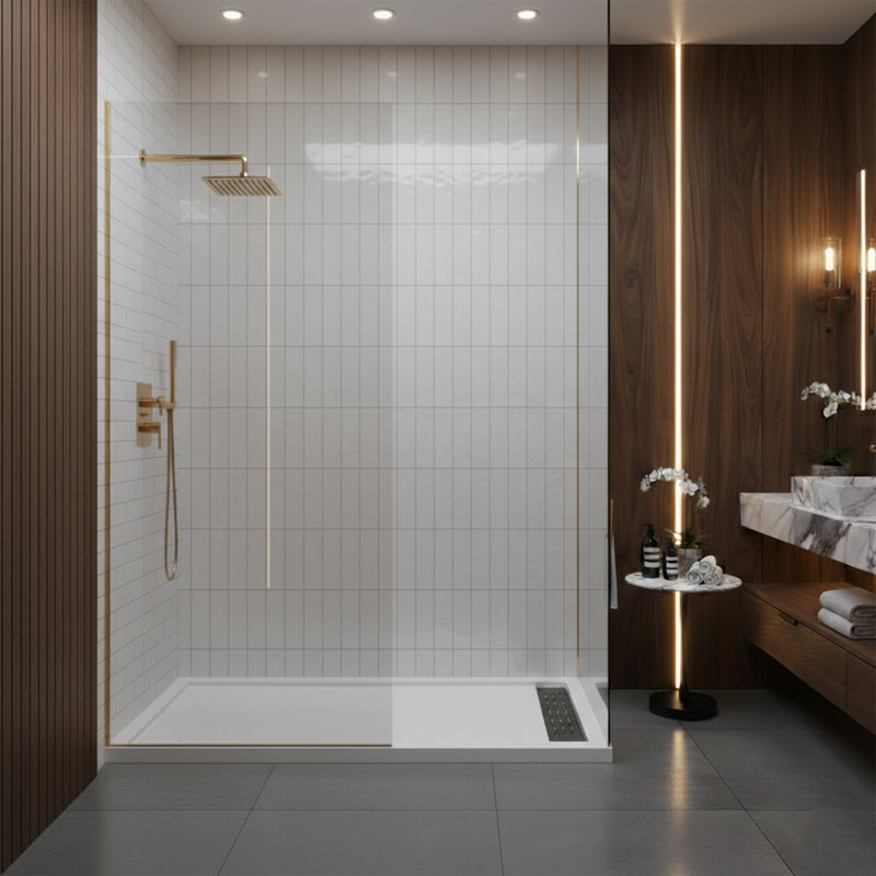 60 in. L x 32 in. W - Rectangular Single Threshold Acrylic Shower Pan with Drain(included) - PRO