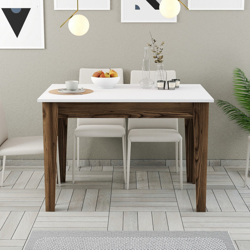 Table de cuisine, Blanc, Noyer