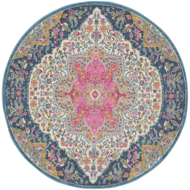 Tapis multicolore, Rond 5 pi 3 po