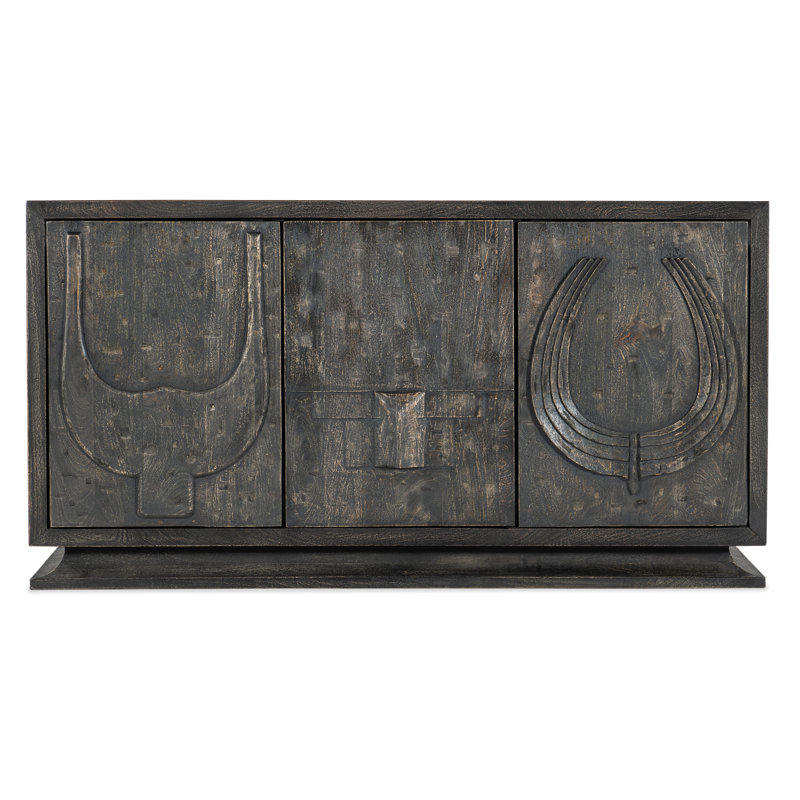 Chiseling 68'' Black Solid Wood Sideboard