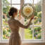Panneau de vitrail Sun Wreath, 7,8 heures-37476280