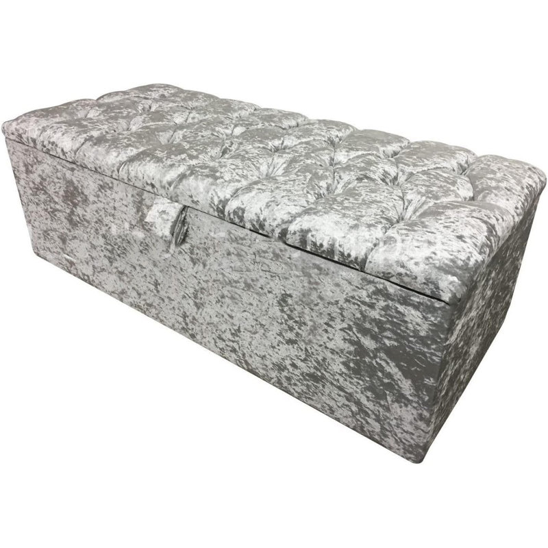 45cm Wide Tufted Rectangle Solid Colour Footstool Ottoman, Mink