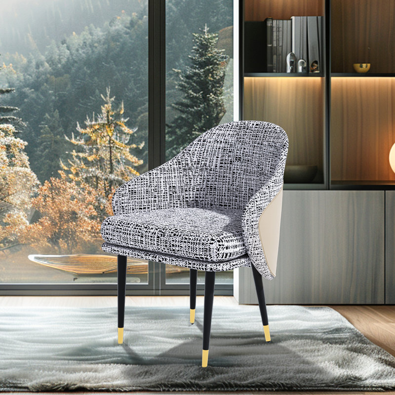 Aashiya 38.5cm H Linen Upholstered Upholstered Back Armchair, Grey/Beige
