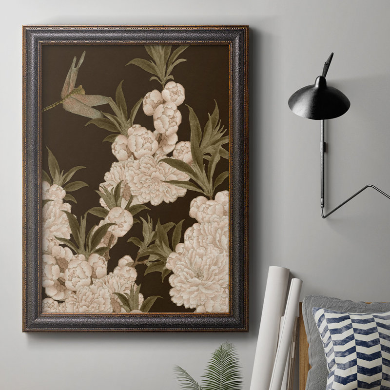 Toile encadrée asiatique de qualité supérieure Brocade III - prête à être accrochée, H 20 po x l 16 po x P 2,5 po