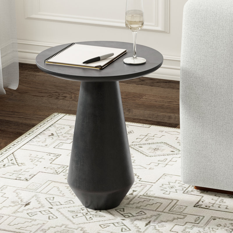 Gloria 16"W Graphite Cast Aluminum Contemporary End Table with Round Top, Assembled