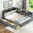 Full Size Gray Wood Platform Bed With Storage Headboard, Built - In Shelves, 2 Drawers And Stable Slat Arrangement Comfortable Upholstered Design