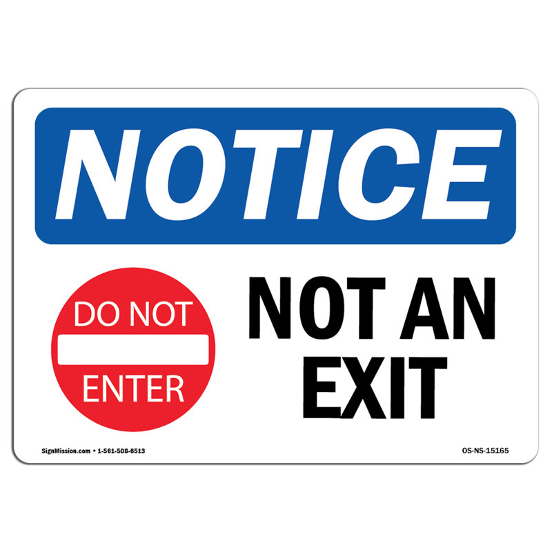 Panneau «Not An Exit» en aluminium 10 po x 7 po