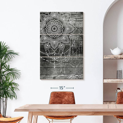 Boho Mandala Flower - 3 pièces de toile tendue