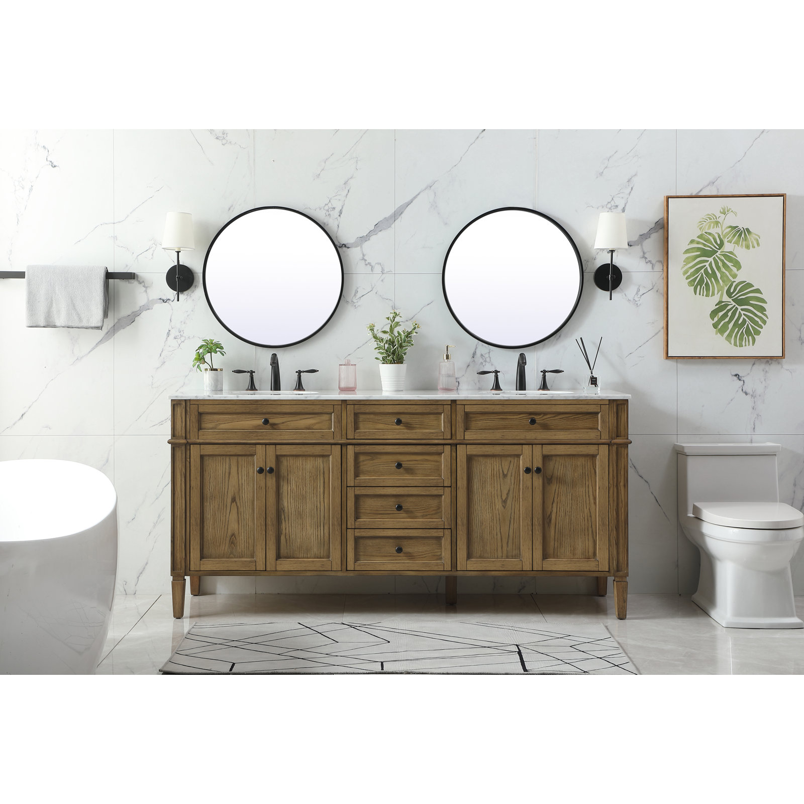 Rivers 72'' Double Bathroom Vanity, Driftwood