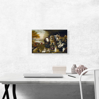 Reproduction d'art sur toile tendue "Peaceable Kingdom with Bull 1833" par Edward Hicks