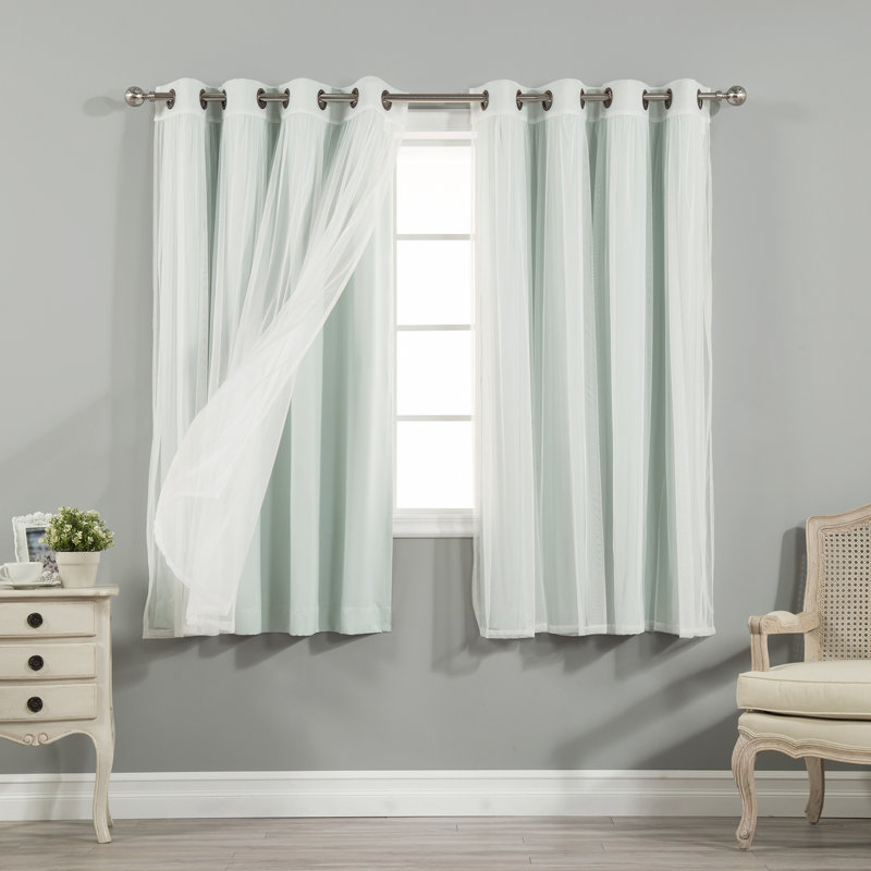 Granados Solid Room Darkening Thermal Grommet Curtain Panels, Vapour, 52" W x 63" L