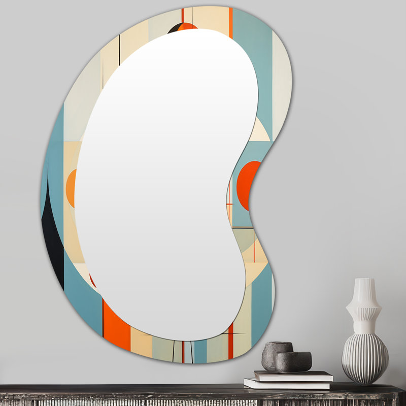 Serendipity Abstract Mid-Century Geometrics III - Miroir mural moderne abstrait irrégulier, 31 po x 22 po