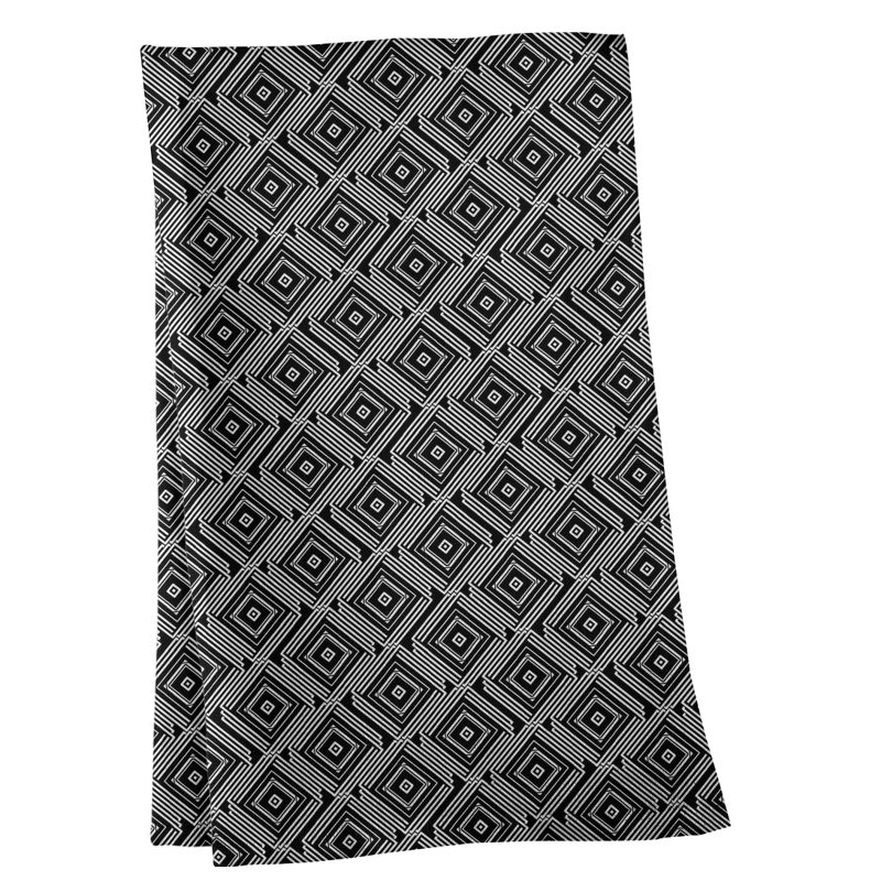 Serviette de thé à labyrinthe carré, Polyester sergé, Gris