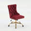 Chaise de bureau moderne capitonnée en velours capitonné avec base en métal doré, réglable et pivotante pour la maison ou le travail