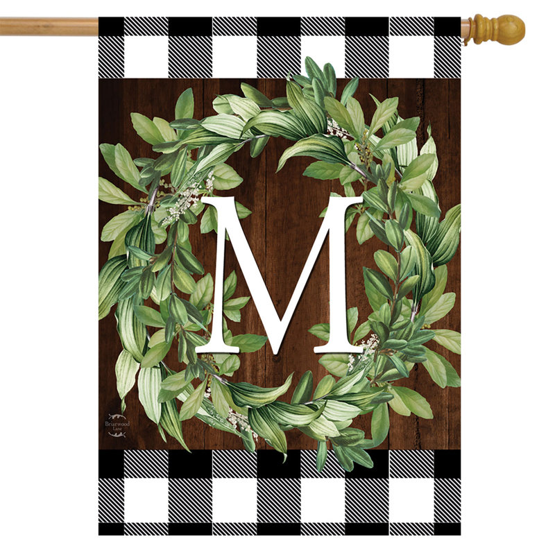 Wreath Monogram Letter M House Flag
