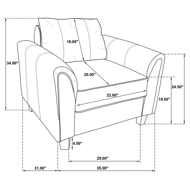 Evadnee Upholstered Rolled Arm Accent Chair Grey
