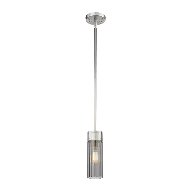 Luminaire suspendu 8 lumières Empire, Plaqué couleur fumée, H 9,63 po x l 3,13 po x P 3,13 po, Nickel satiné