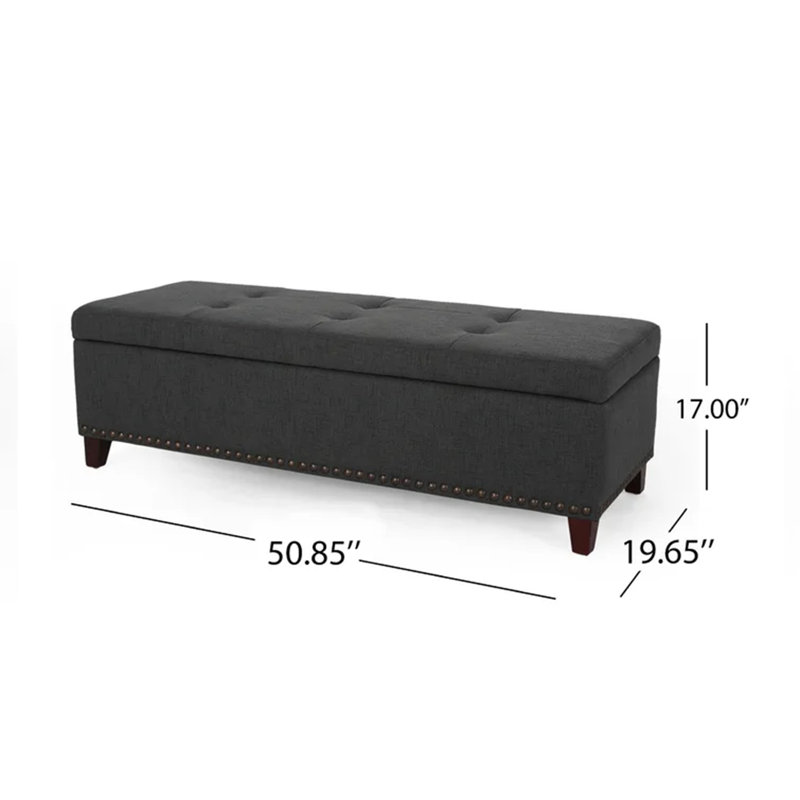 Banc de rangement rembourré Bluford, Duplicata gris foncé 