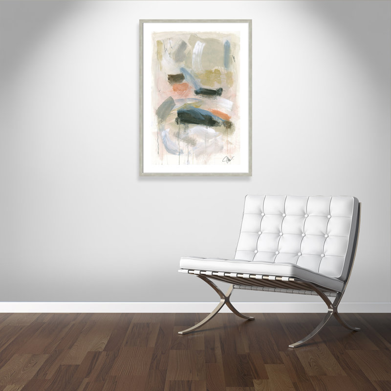 Flutter " Flutter " Painting Print, 30" H x 42" W x 1.13" D, Warm Silver