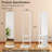 360° Rotating Full Length Floor Mirror With Coat Rack, Multifunctional Storage, Solid Rubberwood, White, 66"x14"-1114872801