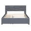 Grand lit plateforme tapissier avec tête de lit à motif brique, avec lit gigogne de taille XL et 2 tiroirs, tissu en lin-1061109645