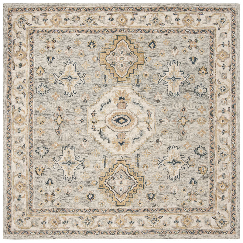 Vahakn Hand Tufted Wool Oriental Rug, Square 7'
