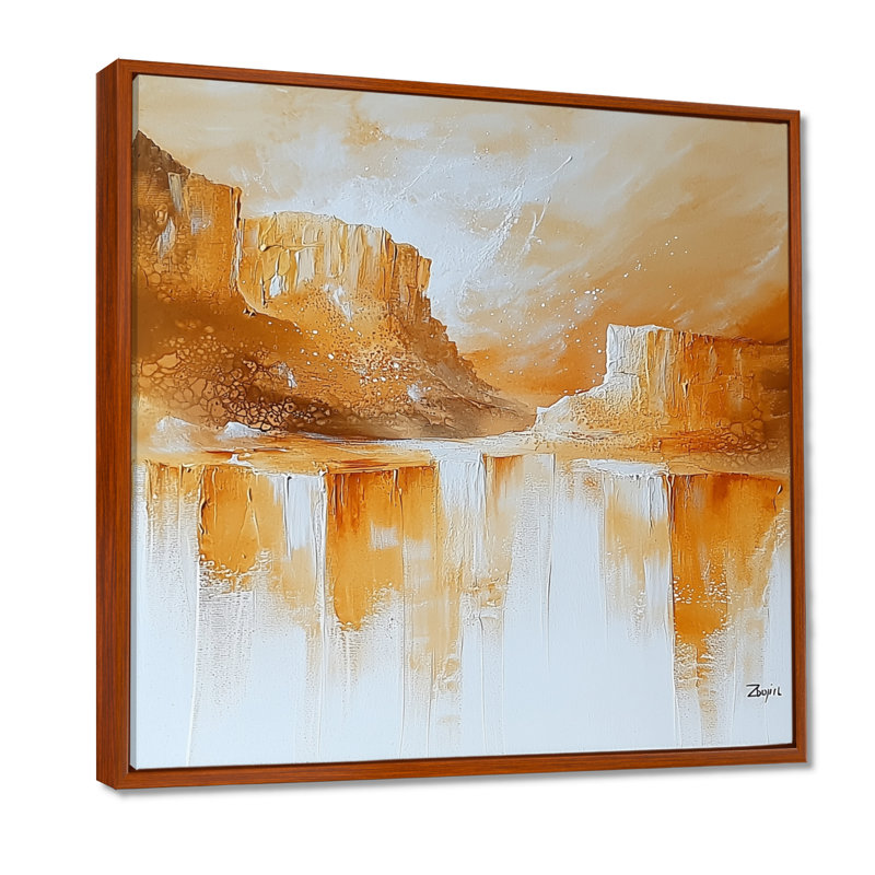 «Minimal Watercolor Canyon Majesty - Canyon & Desert», reproduction sur toile, 16" H x 16" W, Brun