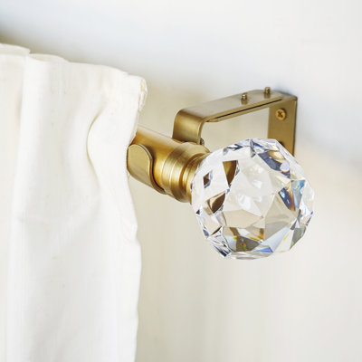 Harri Bridgon Clear Faceted Single Curtain Rod Set Adjustable 1.125" Dia