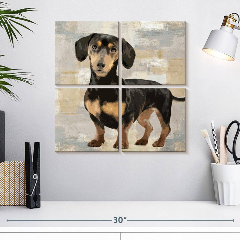 Portrait de teckel Brampt, H 18 po x l 18 po