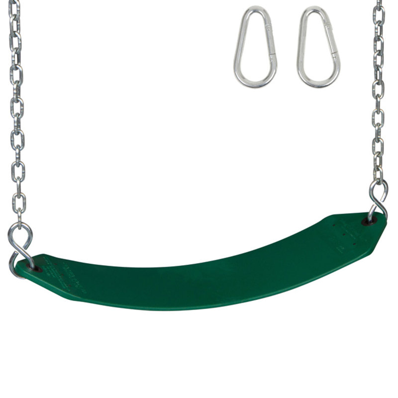 Siège de balançoire en plastique avec chaînes et crochets, Vert