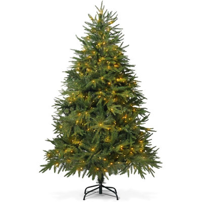 6 FT Premium Pre-lit Fraser Fir Christmas Tree w/ 250 Lights and Mixed PVC & PE Branch Tips