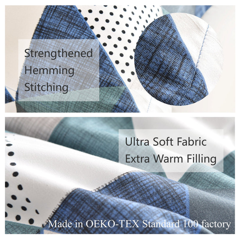 Blue Geometric Down Alternative Microfiber Comforter Set
