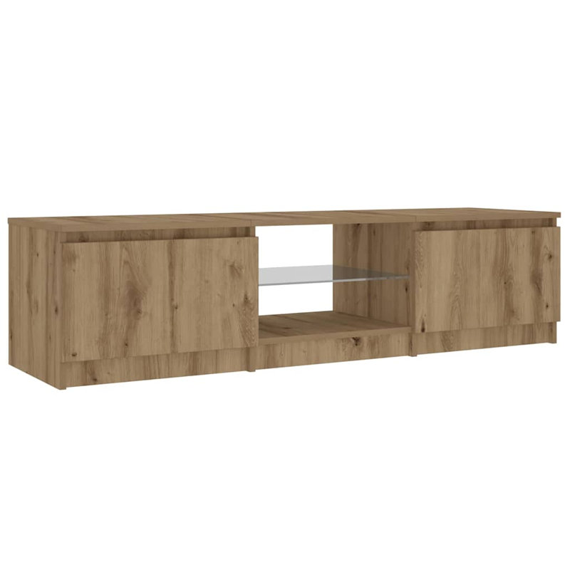 Labonte  TV Cabinet with LED Lights 120x30x35,5 cm, 36cm H x 140cm L x 38.5cm W, Artisan Oak
