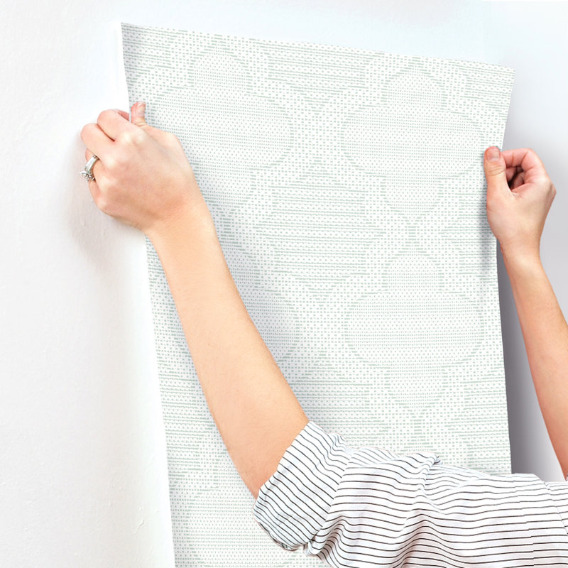 Ernest Charcoal Quilted Quatrefoil Wallpaper, Turquoise