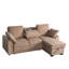 Canapé modulaire à 3 places avec plateau porte-gobelet amovible, méridienne de rangement et agencement modulaire, revêtement multifonctionnel en chenille brune, méridienne convertible, plateau à dossier réglable