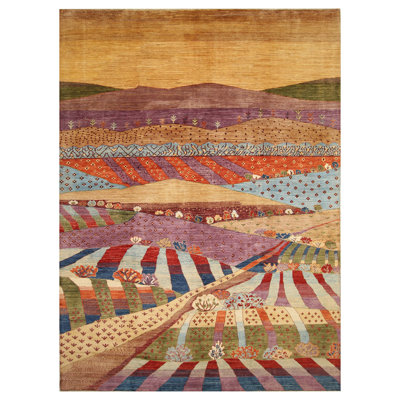 High-Quality Hand-Knotted Purple And Multi Area Rug
