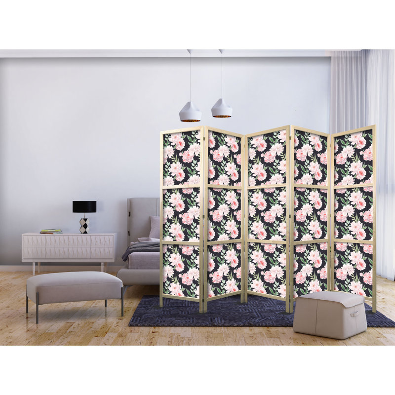 171cm H Solid Wood Folding Room Divider, 171cm H x 225cm W x 1.2cm D, 5